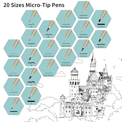 01 Micro Pen, Waterproof Archival Ink, 0.25mm Fineliner Ink Pens for Artist Illustration, Sketching, Anime, Manga, Technical Drawing and Scrapbooking, Fine Point Pen with 24 Colors - color: 24 Colors