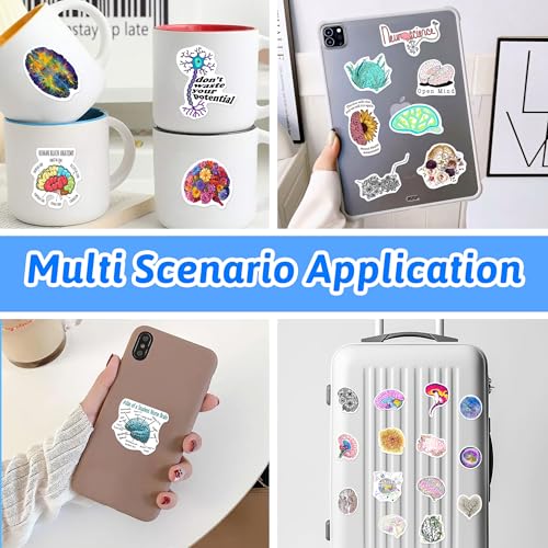 50 Pcs Creative Colorful Brain Aesthetics Stickers for Water Bottle - color: Non-luminescent-087ksxx