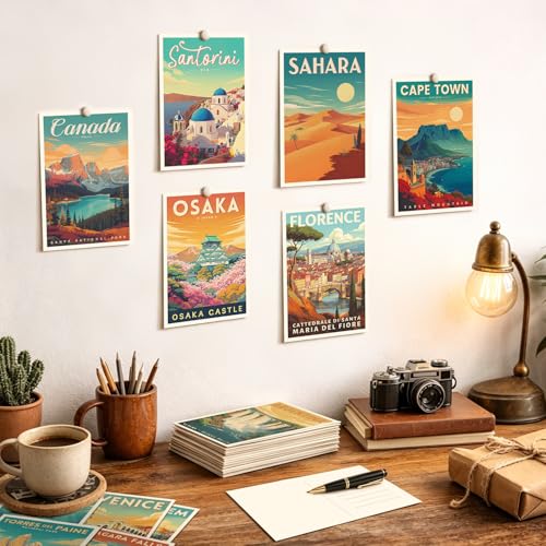 Vintage Travel Postcards from Around the World, Africa Travel Postcards 20 Pack Same Design 4x6 Inch, Retro Scenic Postcard Set Bulk for Mailing, Postcard Exchange, Scrapbooking (Sahara Desert) - color: Sahara Desert