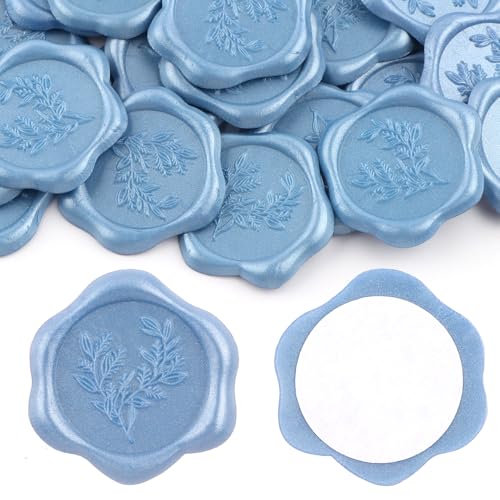 20Pcs Eucalyptus Wax Seal Stickers,Blue Self Adhesive Botanical Envelope Seal Stickers,Great for Gift Wrapping,Wedding Invitation,Greeting Card,Christmas ﻿
