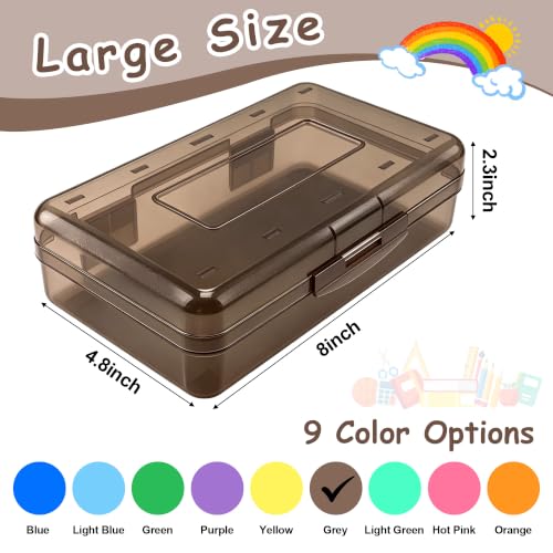 Pencil Box,Hard Plastic Pencil Box Large Capacity Crayon Case,Organizer Plastic Containers with Snap Lid, Stackable Storage Boxes for Art Craft Office & Classroom Back to School Supplies, Black - color: Black