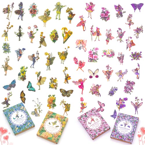 KIBBEH 180 Pcs Fairy Stickers for Scrapbook Transparent Flower Fairy Patch - color: Spring, Afterglow, Sunrise, Sunset