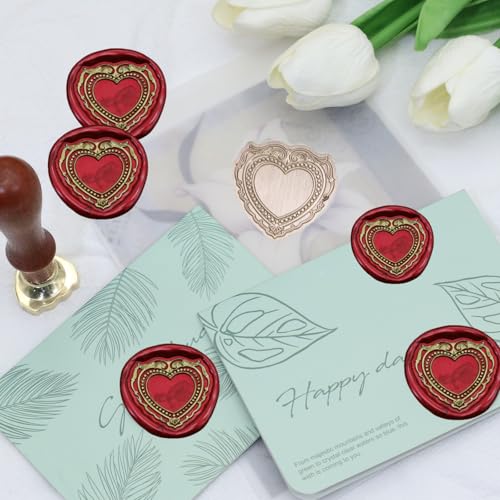 Romantic Vintage Embossed Frame Wax Seal Stamp - Heart 3D Relief Photo Frame Seal Stamps with Wood Handle, Retro Sealing Wax Stamp for Wedding Invitations, Scrapbooking, Letters(F16) - style: F16