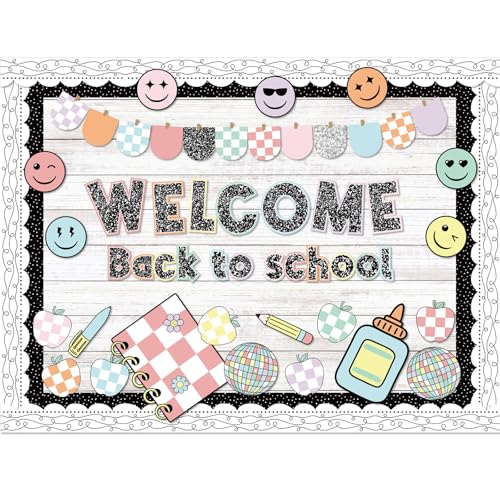 Mooliwe 94 Pcs Composition Checkered Bulletin Board Decor Set - style: Composition Checkered