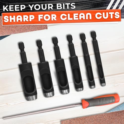 6 Pcs Leather Hole Punch Set, Carbon Steel Hollow Punch for Drill | Belt Hole Puncher for Leather Belts & Watch Bands; 6 Sizes 3/16 to 1/2 In; for Rubber, Plastic, Gaskets, Grommets & Canvas