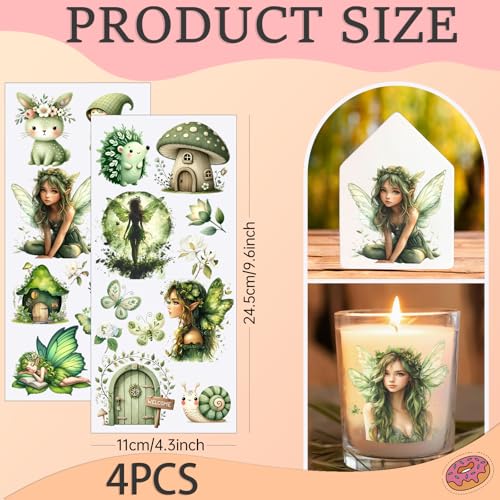 4 PCS Green Fairy Cuttable UV DTF Stickers - style: green fairy