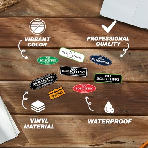 No Soliciting Stickers Pack for Home Or Use Vinyl Material Weatherproof Durable Easy to Apply On Doors Includes 96 Pieces with Various Styles 96Pcs Phone Case - color: No Soliciting A15