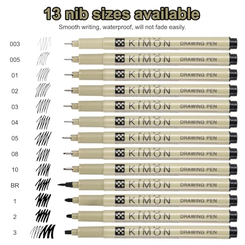 PATIKIL Fineliner Pens, 0.2mm Fine Points Drawing Pen Waterproof Inking Markers Liner Artist Watercolor Supplies Drawing Kit for Adult Sketching Journaling, Pack of 12 - style: 0.2mm Fine Points