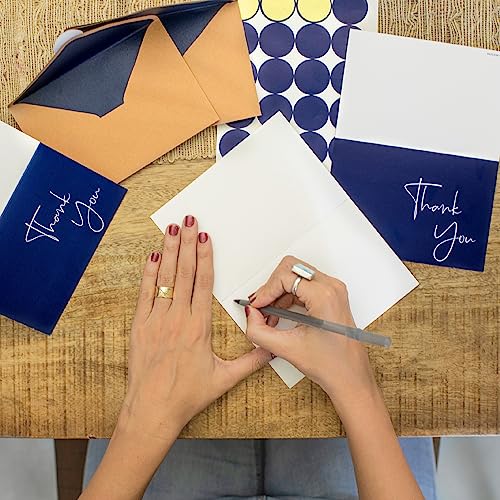 VNS Creations Thank You Cards With Envelopes - 100 Pack 4 x 6 - Navy Blue - color: Navy Blue, size: 100 Pack - 4" x 6" (Value Pack)