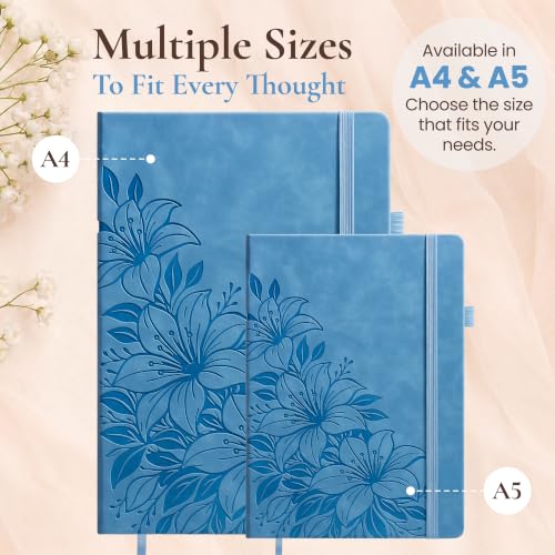 Lined Journal Notebook Hardcover Leather Bound 300 Pages A5 Blue Cute Diary - color: Blue, size: A5 300 Pages