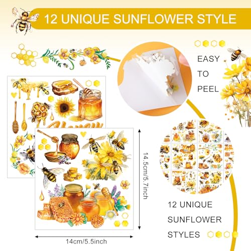 BBTO 12 Sheets Rub on Transfers for Crafts Wood Furniture DIY, 5.5" x 5.7" - style: Bee