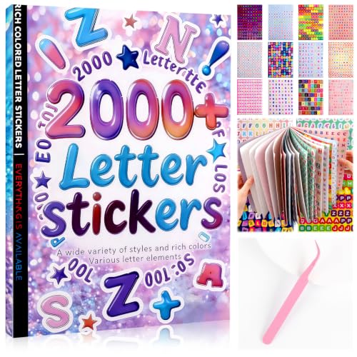 Tmtains 2000+ Pcs Letter Stickers for Scrapbooking 20 Sheets Letter Sticker Book Colorful Mixed-Size Scrapbook Stickers Cute Alphabet Sticker for Junk Journal Supplies DIY Crafts Learning Album Decor - color: Az-purple