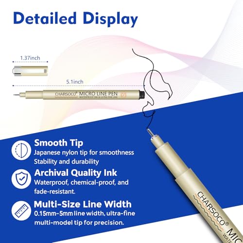05 Micro Pen, Waterproof Archival Ink, 0.48mm Fineliner Ink Pens for Artist Illustration, Sketching, Anime, Manga, Technical Drawing and Scrapbooking, Fine Point Pen with 24 Colors - color: 24 Colors