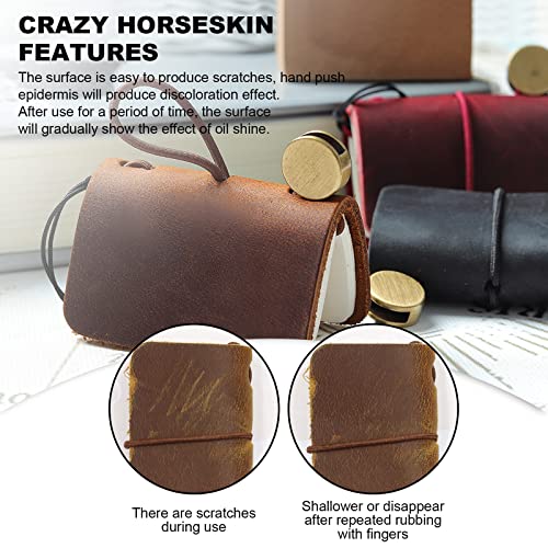 Yitexin 3 Colors Mini Size with Leather Cover and Strap, Refillable Personalized Tiny Travel Journal 1.9 x 1.3in(4.8 x 3.2cm), Blank Pocket Diary (Black, Coffee, Brown)