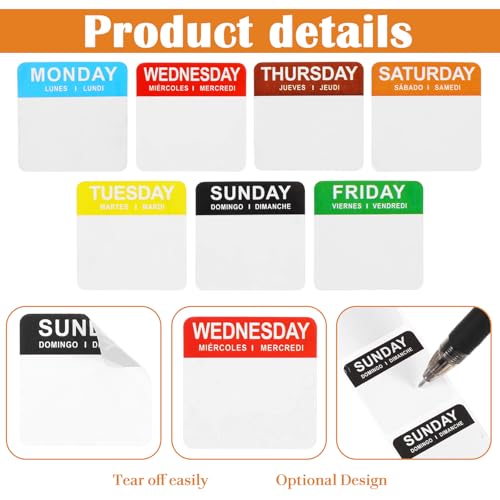 7000 Pcs Day of The Week Labels Food Labels (Monday-Sunday) Week Day Sticker Label Management Inventory Stickers Easy to Peel Removable Weekly Self Adhesive Date Stickers for Restaurant Kitchen