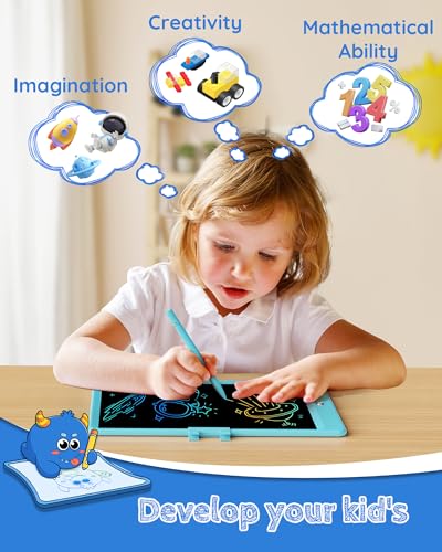 TEKFUN LCD Writing Tablet Doodle Board, 8.5'' Colorful Drawing Tablet Writing Pad, Gifts Toys for 3 4 5 6 7 Year Old Boys & Girls, Homeschool Sketch Toys Toddler Doodle Pad Kids Drawing Board (Blue) - color: Blue, size: 8.5 Inch