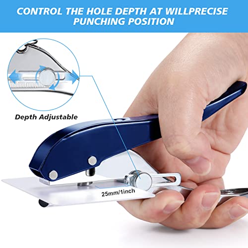 Heavy Duty Single Hole Punch - Portable Hand Held Paper Punch for Tags, Cards, Plastic & Cardboard (8MM Blue) - color: 8MM BLUE