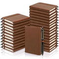 Aodaer 50 Sets Pocket Notebook Journal with Pens, 160 Pages, 3.5 x 5.5 Inch Mini Lined Journal Notebook A6 Leather Hardcover College Ruled Notepad with Pen Holder for School Office Gifts, Brown - color: Dark Brown