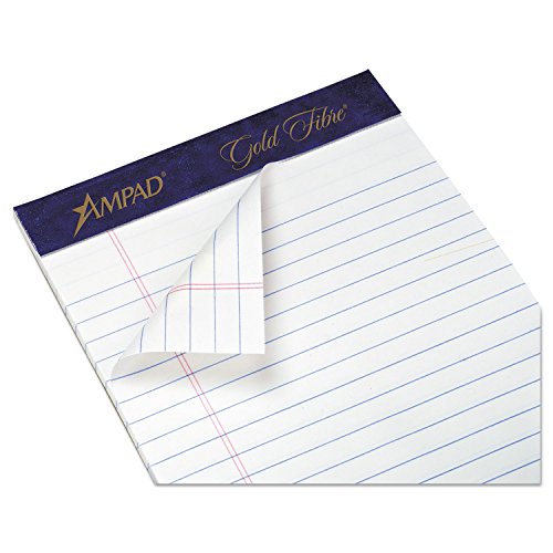 Ampad Gold Fibre Pad, White, 5 x 8, Jr. Legal Rule, 50-Sheets, 4-Pack