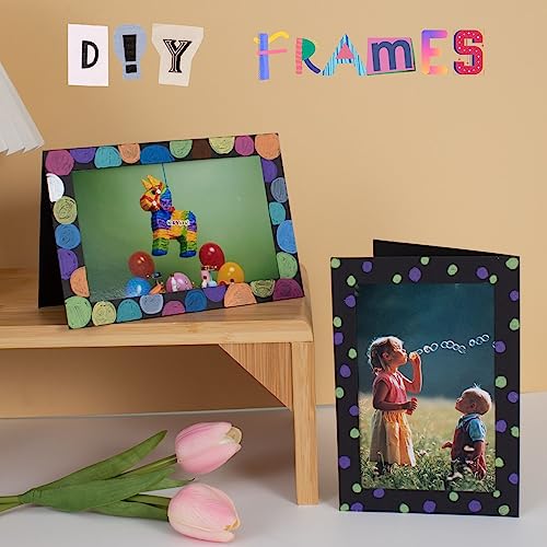 200 Count Photo Frame Cards with Envelopes 4x6 Paper Picture Frame Notecards Photo Card Holder for Back to School Teacher Appreciation Halloween Back to School Wedding Birthday Classroom DIY - Black - color: Black