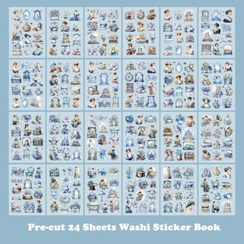 Vintage Scrapbooking Sticker Book, 450+ Pre-Cut Journaling Stickers for Adults Women, Junk Journal Supplies, Aesthetic Washi Stickers for Collage, Card Making, Planner, Lable and Art Paper Crafts - color: The Year of Hibiscus
