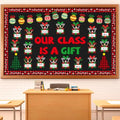 Christmas Bulletin Board Decoration Set Xmas Gift Boxes Cutouts Classroom Decoration Xmas DIY Photo Craft Cutouts Christmas Tree Bulletin Boards for Holiday School Class Chalkboard Wall Decor Supplies - style: Christmas Gift Boxes