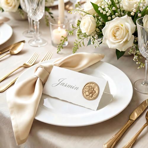 UNIQOOO Wax Seal Stickers - 3D Vintage Floral Wedding Invitation Envelope Botanical Seal Stickers, 50 Pcs Self- Adhesive Light Gold Flower Stickers, Perfect for Invitation, Gift Wrapping, Party - color: Light Gold, size: Vintage Floral,50