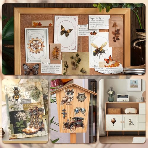 WANDIC 3 Sheets Rub On Transfer Stickers Retro Steam Punk Style Waterproof Decals Furniture Craft Decorative for DIY Scrapbooking Photo Albums,15 * 30cm
