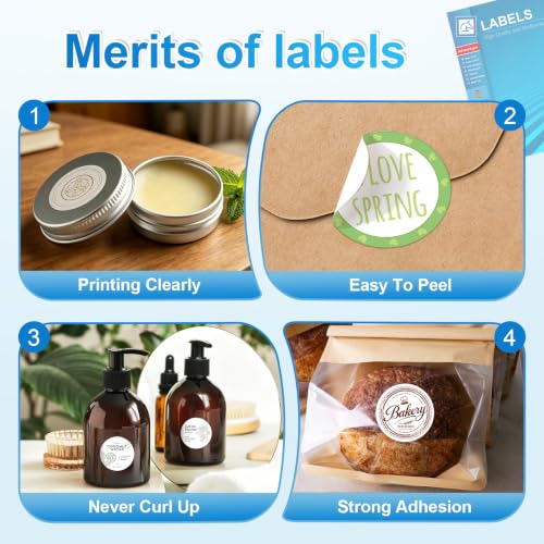 1 Inch Round Labels for Laser & Inkjet Printers, Printable Blank Circle Stickers for Thank You, Packaging & Product Labels, 1575 White Adhesive Labels (25 Sheets) with Free Template - size: 1 IN-25 Sheets(HB-C063)