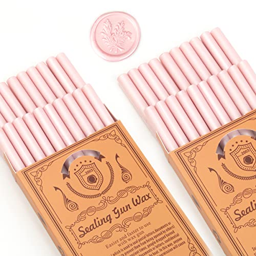 Pearl Pink Wax Seal Sticks, Wasole 40pcs Glue Gun Champagne Rose Wax Sealing Sticks Beads Great for Wax Sealing Stamp, Wedding Invitations, Letter Envelopes (Pearl Pink) - color: Pink