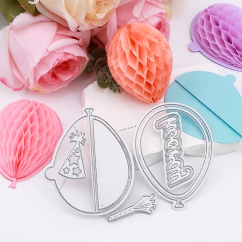 8Pcs/Set Honeycomb Paper Pads and Balloon Cutting Dies Set Whit Magnets Position.for DIY 3D Craft and Pop-Up Cards; 30 Layers 2cm Glue line Crafts Cardmaking Embellishments - color: Light Color+Balloon Dies