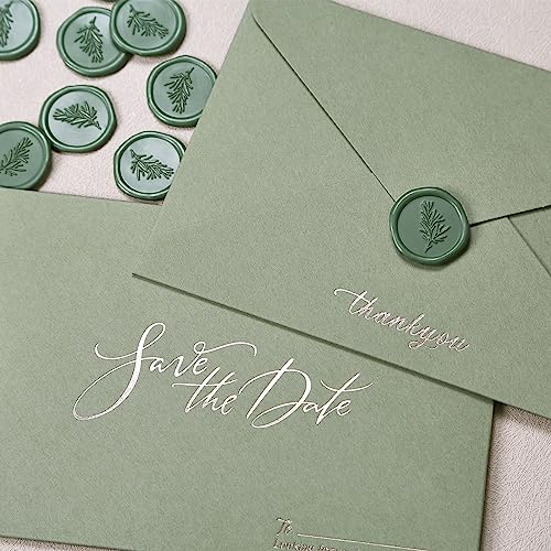 UNIQOOO Olive Green Glue Gun Sealing Wax Sticks for Wax Seal Stamp - Perfect for Wedding Invitations, Thank You Card, Mails, Wine Gift Wrapping, Christmas Gift, Pack of 8 - color: Olive Green