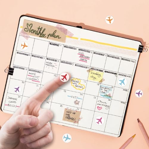 500Pcs/5 Sheets Plane Planner Sticker Mini Planner Stickers 1/2 Inch Colorful Cute Plane Marking Location Labels for Scrapbooking Calendars Journals DIY Creative Craft Projects Decoration - style: Airplane