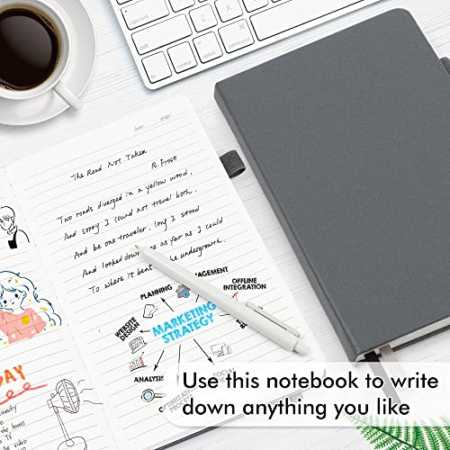 feela 18 Pack Journal Notebook for Work, Business Notebook Bulk Hardcover Lined Writing Journal with Pen Holder for Men Women Note Taking, with 18 Black Pens, 120 GSM, 5.1”x8.3”, A5, Gray - color: 18 Gray