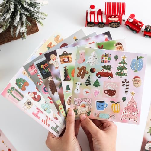 600+ PCS Cute Christmas Scrapbook Sticker Book, Holiday Decor & Ins Little Object Theme Stickers, Art Scrapbook Supplies for Adults Teens Women Girls Junk Journaling Planner Crafts - style: Christmas Style