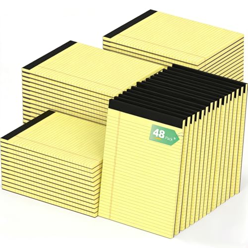 48 Pack Yellow Legal Pads Bulk 8.5 x 11 Wide Ruled, Perforated Writing Pad 30 Sheets, Bulk Notepad with Thick Paper, 8-1/2 x 11 Note Pads Yellow, Lined Paper Notebooks for Office School Home Supplies - color: Yellow-48Pack