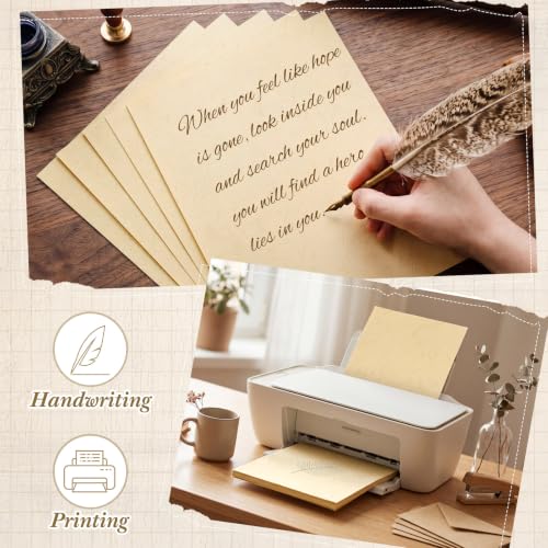 Epakh 100 Pcs Old Age Parchment Paper 8.5 x 11 Inch Standard Letter Vintage Colored Old Parchment Double Side Printing Paper (Textured Beige) - color: Textured Beige