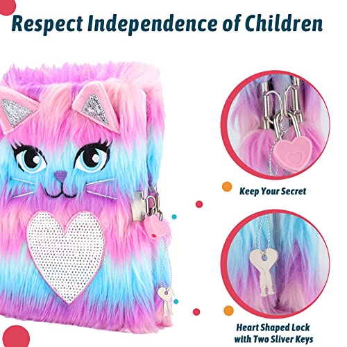 SuperStyle Journal Diary, Gift for 6 7 8 Years Old Girls, Cute Cat Notebook with Lock Secret Diary Writing Journal Birthday Gift for Kids - color: Multicolored-Lion