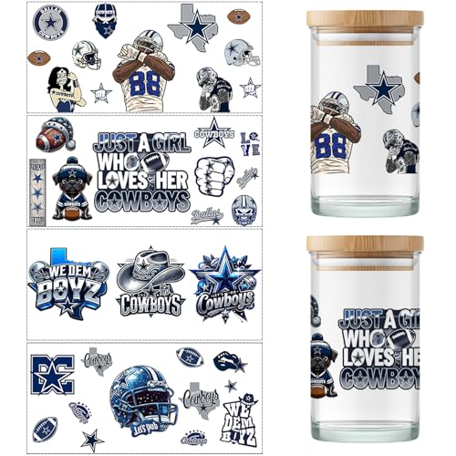 4 Sheet UV DTF Cup Wraps for 16 Oz Glass Cups American Football (02) - style: Co1