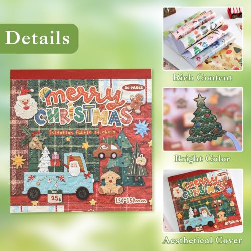 600+ PCS Cute Christmas Scrapbook Sticker Book, Holiday Decor & Ins Little Object Theme Stickers, Art Scrapbook Supplies for Adults Teens Women Girls Junk Journaling Planner Crafts - style: Christmas Style