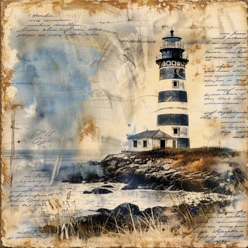 CRAFTS Coastal Bliss Vintage Nautical Scrapbook Paper | 20 single-sided sheets with seaside ephemera, tags & alphabet stickers. Ideal for junk journals, mixed media & card making. - size: 6x6