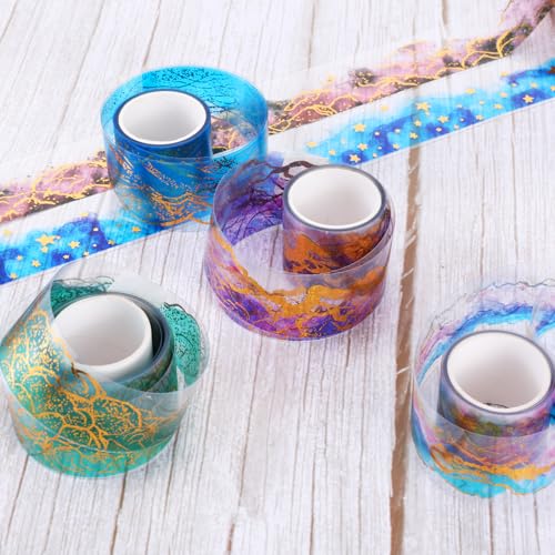 6 Rolls Pet Tape Stickers Washi Tape Gradient Watercolor Tape Craft Tape Journaling Tape Purple Washi Tape Vintage Washi Tape Aesthetic Tape for Crafts Pet Stickers for Journaling 1.38in Wide - style: Watercolor