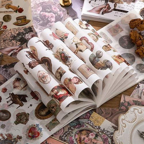 Vintage Scrapbook Sticker Book for Adults, 50 Sheets Aesthetic People Stickers Book for Scrapbooking with 480pcs Washi Stickers and 20 Sheets of Scrapbook Paper Ephemera for Junk Journals Supplies - color: Palace Garden