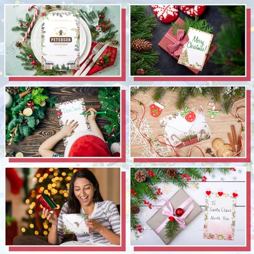 160 Pcs Stationery Paper Set Including 50 Matching Envelopes 50 One Sided Stationery Writing Papers 60 Round Dot Sticker for School Office Supplies,10 Design, 5.5 x 8.25 Inch(Christmas) - style: Christmas