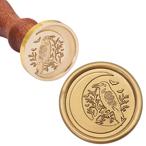 SWANGSA Moon Crow Wax Seal Stamp Kit with Sealing Wax Beads - style: Moon Crow