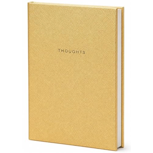 WORLD TRAVELER Eccolo A5 Lined Journal 256 Ivory Pages Lay Flat 6x8 - color: Gold Thoughts