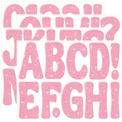 Bulletin Board Letters 129 PCS Glitter Letter Stickers Large 4 Inch, Pink - color: Pink, size: 4 Inch
