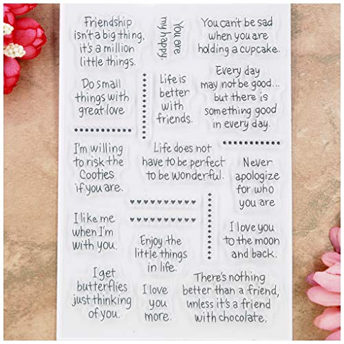 Kwan Crafts Word Friendship Life Enjoy Love Clear Stamps for Card Making Decoration and DIY Scrapbooking