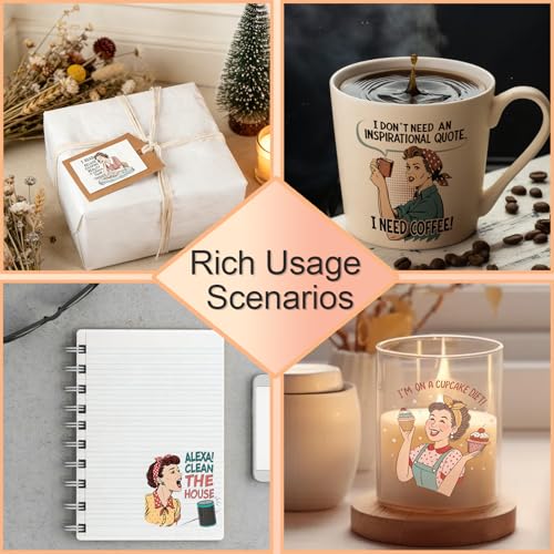 4 PCS Retro Sarcastic Women Cuttable UV DTF Stickers - style: retro sarcastic women