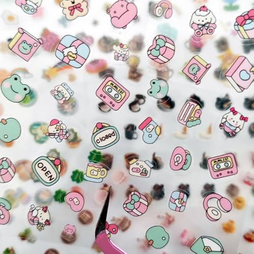 1800+ Kawaii Scrapbook Stickers Book Set,48 Sheets Kawaii Cute Mini Japanese Aesthetic Stickers for Journaling Supplies,Cute Mini Sticker for Journaling,Junk Journal,Notebook(Cute Grocery Store2) - color: Coconut Wind Sand